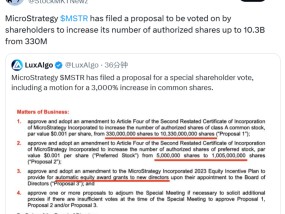 再添上涨动力？MicroStrategy计划出售更多股份，筹资购买比特币