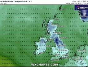 确切地说，英国天气图在何时何地变成了冰冷的蓝色，覆盖着零下10摄氏度的严寒