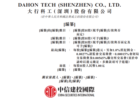 大行DAHON，全球最大的折叠自行车公司，递交招股书，中信建投国际独家保荐